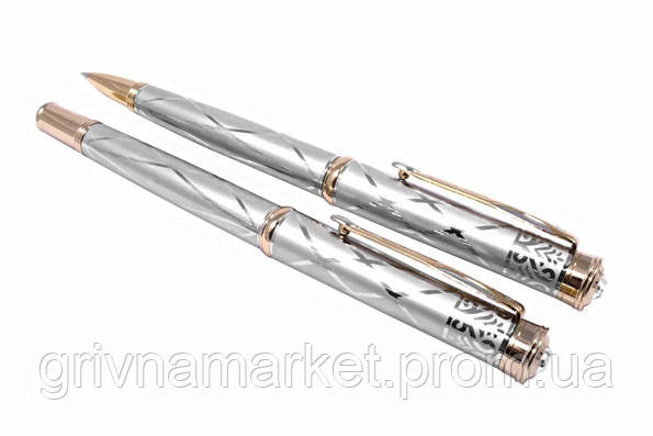 Набір ручок Gianni Terra кулькова та перова Сріблястий (HH122 B-F(silver)) GM, код: 1277825