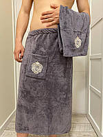 Мужские килты натуральные Подарочные полотенца для мужчин практичен Полотенце килт для бани темно серый