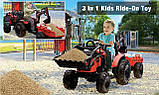 ВЕЛИКИЙ дитячий трактор - електромобіль з причепом та двома ківшами Bambi, червоний, фото 2