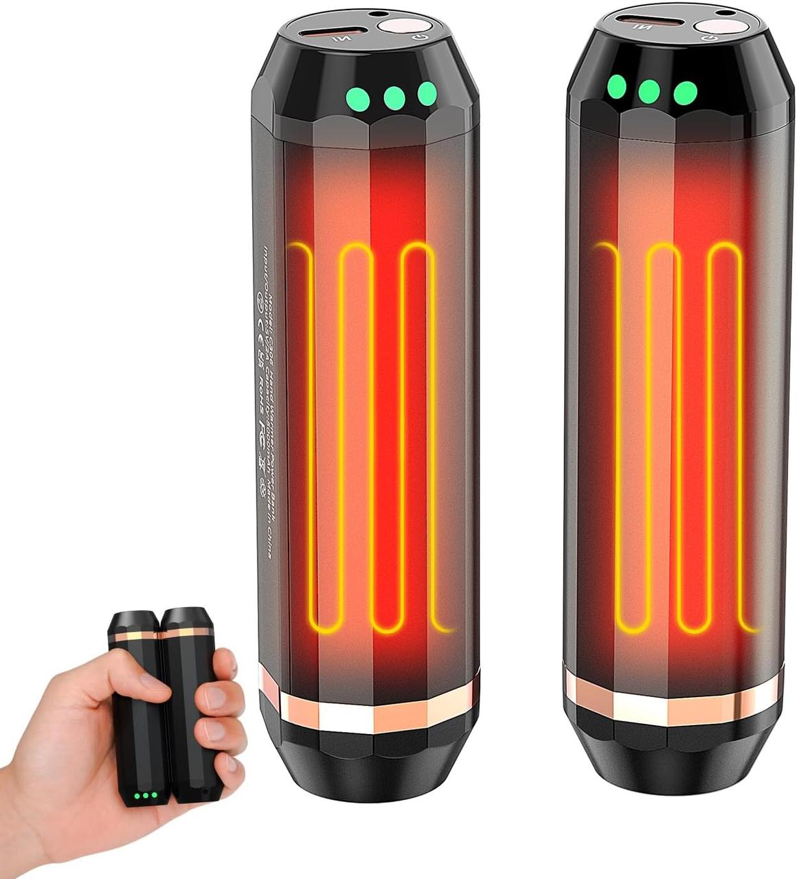 EnjoyNest C306 Перезаряджувані грілки для рук, грілки для рук 3-в-1, багаторазові, 10 000 мАг, з 2 зовнішніми батареями, фото 1