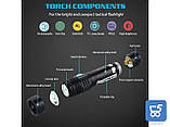 USB-C Перезаряджається тактичний ліхтарик Zoom Телескопічний зарядний пристрій + 8 батарей, фото 5
