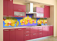 Наклейка на скинали Zatarga на кухню «Желтые Тигровые Орхидеи» 600х3000 мм виниловая 3Д накле KC, код: 5868297