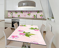 Наклейка 3Д виниловая на стол Zatarga «Зефирные цветы» 650х1200 мм для домов, квартир, столов KC, код: 6509877
