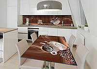 Наклейка 3Д виниловая на стол Zatarga «Чашка крепкого кофе» 600х1200 мм для домов, квартир, с KC, код: 6440566
