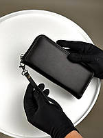 Кожаный клатч-кошелек из натуральной гладкой кожи (чёрный)