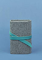 Фетровий жіночий блокнот (Софт-бук) 1.0 з шкіряними бірюзовими вставками