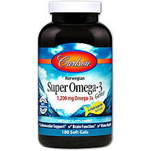 Риб'ячий жир (Омега 3), Super Omega-3, Carlson, норвезький, 180 капсул