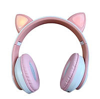 Навушники бездротові Bluetooth Cat VZV-28M 9043 Рожевий