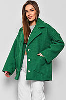 Пальто женское полубатальное укороченное зеленого цвета 177131S
