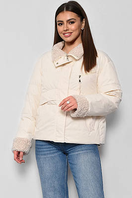 Куртка жіноча демісезонна молочного кольору 176834T Безкоштовна доставка