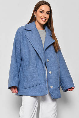 Пальто жіноче напівбатальне вкорочене блакитного кольору 177129T Безкоштовна доставка