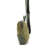 Слінг через плече, нагрудна сумка зі шкіри та канвасу TARWA REh-1905-3md, фото 4
