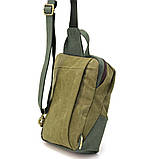 Слінг через плече, нагрудна сумка зі шкіри та канвасу TARWA REh-1905-3md, фото 5