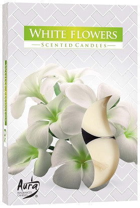Свічка чайна ароматизована Bispol Білі квіти 1.5 см 6 шт (p15-179)