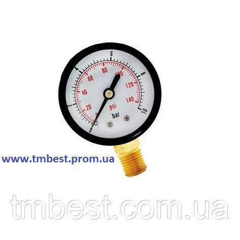 Манометр 0-6 барів нижнє під'єднання 1/4" дюйма