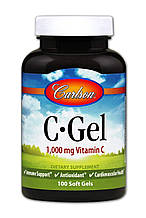 Вітамін C, C-Gel, Carlson, 1000 мг, 100 гелевих капсул