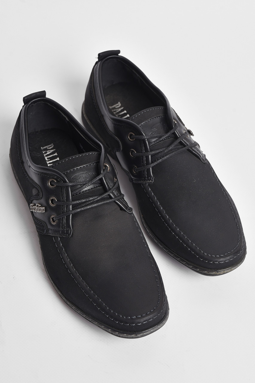 Туфлі підліткові для хлопчика чорного кольору Уцінка 176751T Безкоштовна доставка