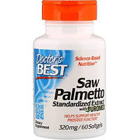 Экстракты ягод сереноа Doctor's Best Saw Palmetto, Standardized Extract with Euromed 320 mg 60 Softgels