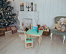 Стіл із шухлядою і стілець зелений із зображенням зайчик дитячий . Для гри,навчання, малювання, гри., фото 2