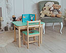 Стіл із шухлядою і стілець зелений із зображенням зайчик дитячий . Для гри,навчання, малювання, гри., фото 4