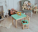Дитячий стіл  із шухлядою і стілець м'ятний із зображенням оленя. Для гри, навчання, малювання., фото 2