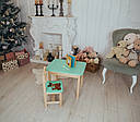 Дитячий стіл  із шухлядою і стілець м'ятний із зображенням оленя. Для гри, навчання, малювання., фото 6