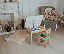 Дитячий стіл  із шухлядою і стілець м'ятний із зображенням оленя. Для гри, навчання, малювання., фото 9