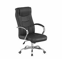 Кресло офисное Чат хром механизм tilt экокожа черная (Микс-Мебель ТМ)
