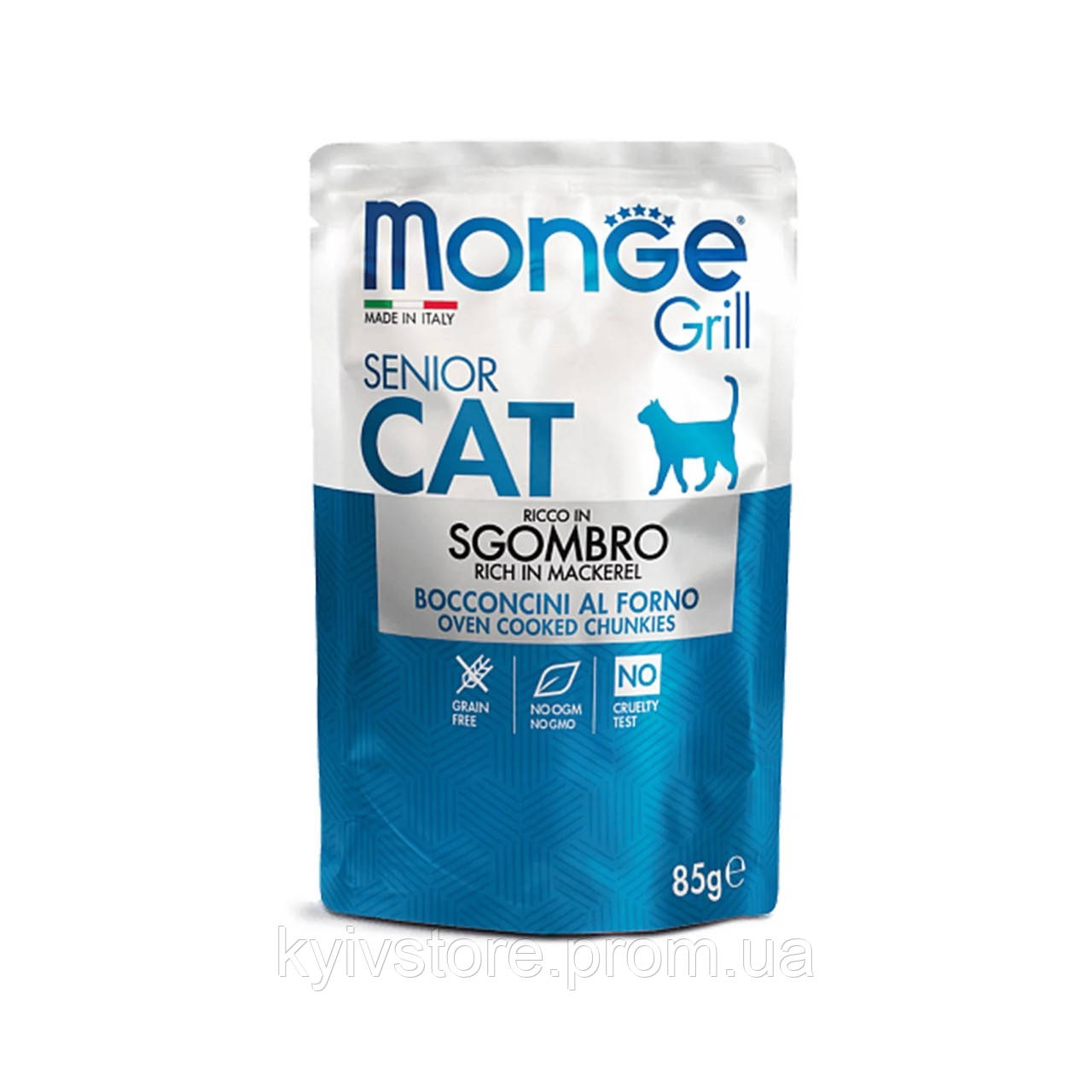 Корм Monge Cat Grill Wet Senior Sgombro вологий зі скумбією для котів, що старіють 85 г KV, код: 8452132