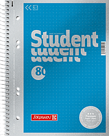 Тетрадь колледж-блок Brunnen А5 на спирали в точку 80 листов 90 г м2 обложка голубой металлик XN, код: 1928928