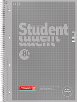 Зошит студент-блок Brunnen А4 на спіралі 80 аркушів 90 г м2 Colour Code обкладинка Сер GG, код: 1870399