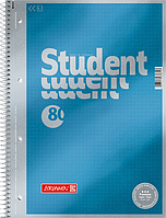 Тетрадь колледж-блок Brunnen А4 на спирали в точку 80 листов 90 г м2 обложка Голубой металлик UL, код: 1928929