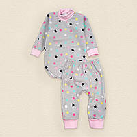 Комплект для девочки боди со штанами из ткани с начесом Dexters stars 86 см серый розовый (13 BM, код: 8329870