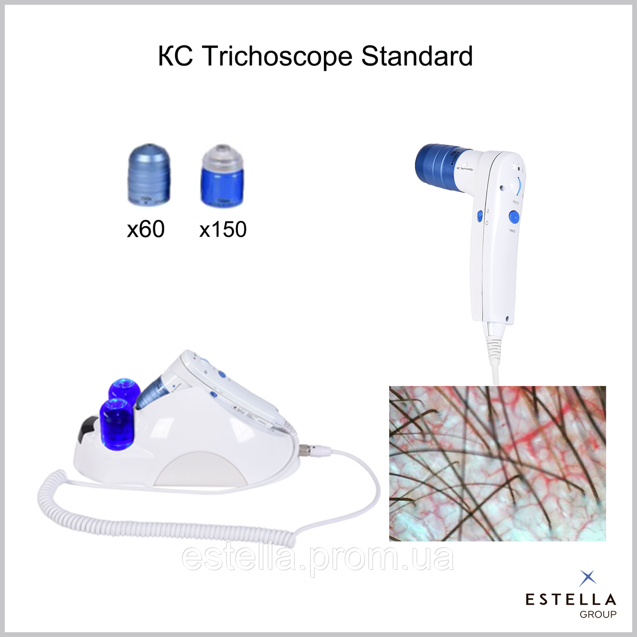 Трихоскоп КС, комплектація Standart + для аналізу волосся, проведення трихоскопії волосся та шкіри голові