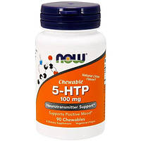 Триптофан NOW Foods 5-HTP 100 mg 90 Chewables Natural Citrus Flavor QT, код: 7518213