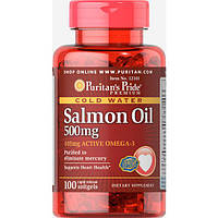 Жир лосося Puritan's Pride Salmon Oil 500 mg 100 Softgels QT, код: 7518892