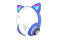 Беспроводные Bluetooth-наушники с ушками Cat Ear VZV-24M 8079 LED Синие QT, код: 8076422
