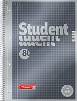 Зошит студент-блок Brunnen А4 на спіралі в клітинку 80 аркушів 90 г м2 обкладинка Чорний металік VA, код: 1928921