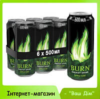 Упаковка енергетичного напою Burn Яблуко Ківі 0.5 л х 6 банок