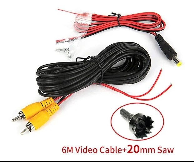 Набір кабелів для під'єднання камери заднього огляду Car Rear View Camera (коронка в комплекті 20 мм), фото 1