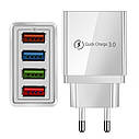 Мережевий зарядний пристрій 4 USB Quick Charge 3.0 White, фото 3