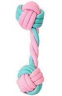 Грейфер гантелька іграшка для собак м'ятно-рожева 18 см