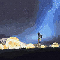 Картина по номерам Идейка Путешествие на луну (с красками металлик) 50х50 см KHO9549 BM, код: 7475090