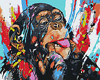 Картина по номерам BrushMe Цветная шимпанзе 40х50см BS51960 KC, код: 8265309
