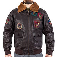 Куртка лётная кожанная Sturm Mil-Tec Flight Jacket Top Gun Leather with Fur Collar XL Brown