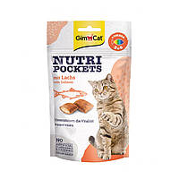 Лакомство для кошек GimCat Nutri Pockets Salmon Omega 3+6, 60 г GG, код: 7303984