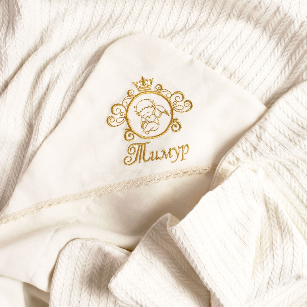 Іменна крижма на хрещення Вінець золотий з піке косичка, Крижми і аксесуари на хрещення Власне виробництво