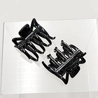 Краб для волосся павук 4х3,5 см чорний пластик із білими стразами