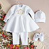 Тепле плаття на хрещення з іменною крижмою, Хрестильні набори з вишивкою, Плаття для дівчинки на хрестини, фото 9