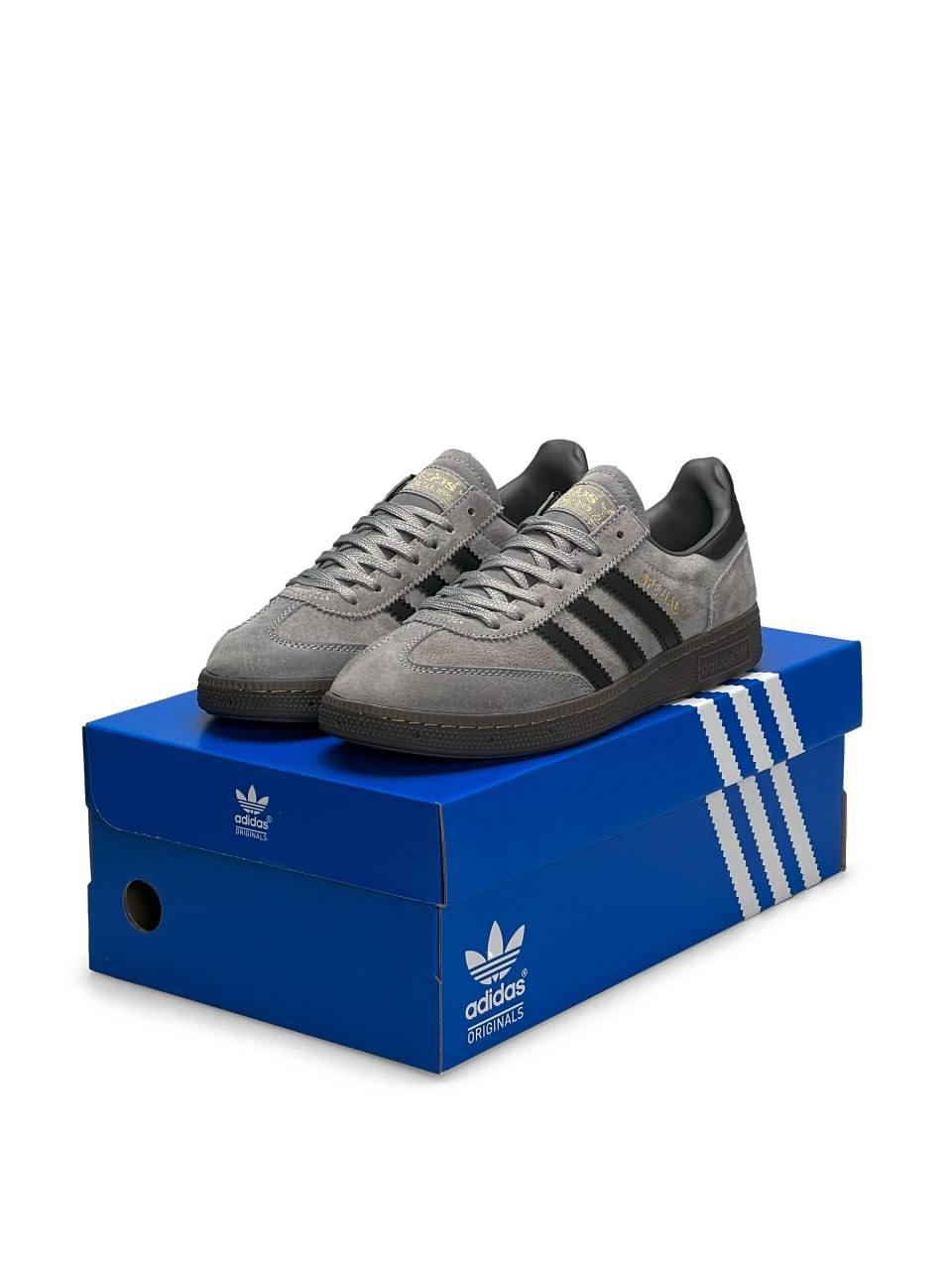 Чоловічі кросівки Adidas Spezial Gray Black (Сірі) Взуття Адідас Спеціал натуральна замша шкіра демісезон